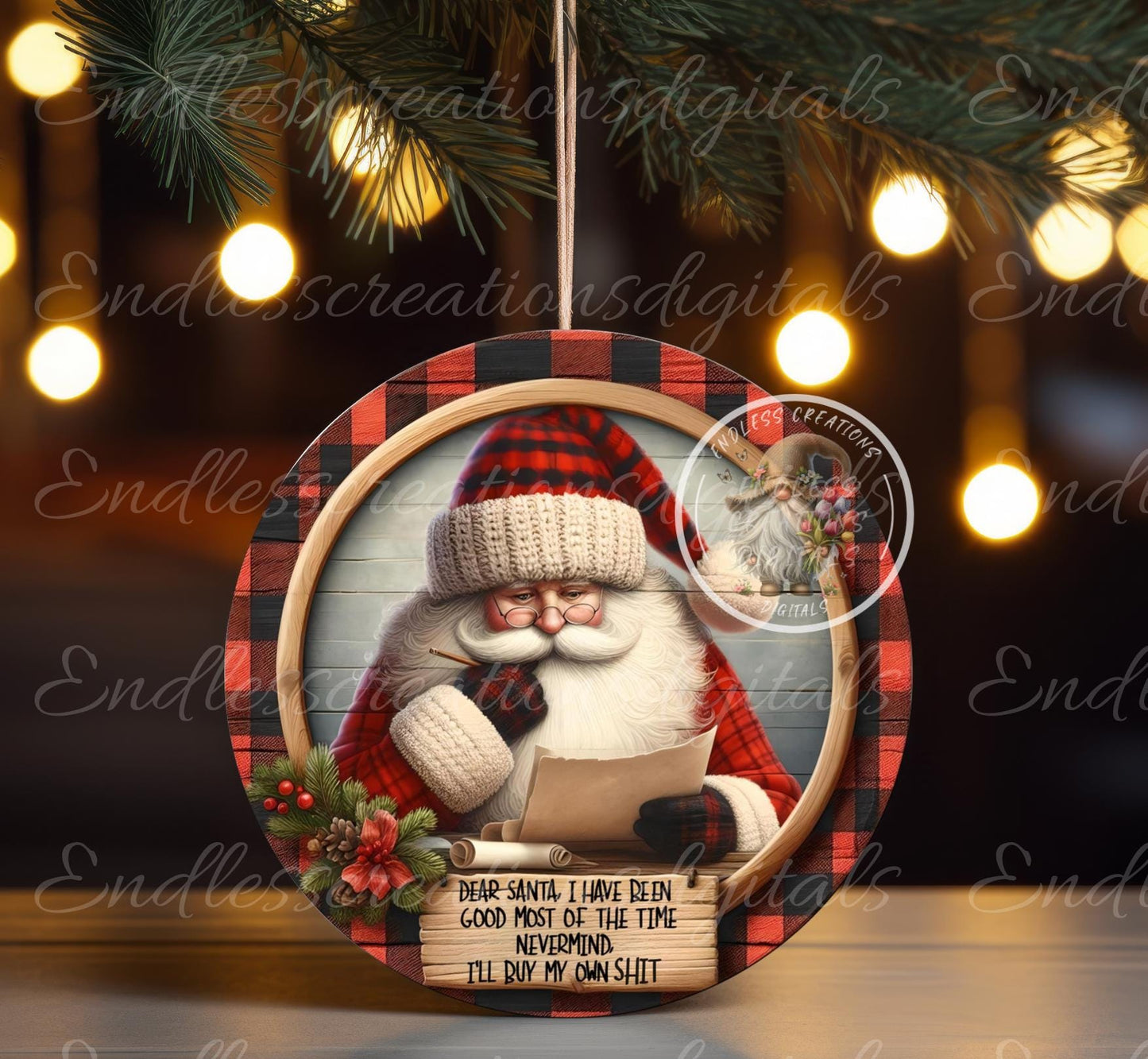 DEAR SANTA I have been good ornament, Door Hanger for sublimation high resolution 2 files for download 1 add your own text