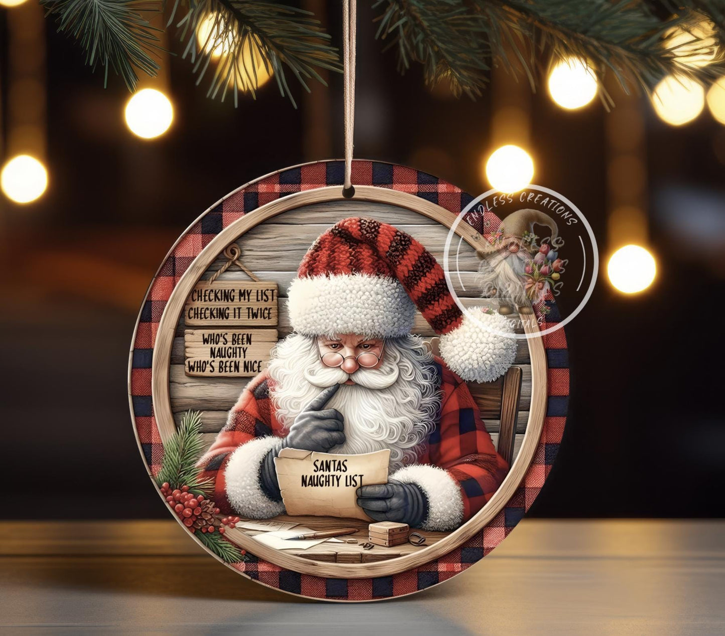 SANTA'S NAUGHTY LIST ornament, Door Hanger for sublimation high resolution 2 files for download 1 add your own text