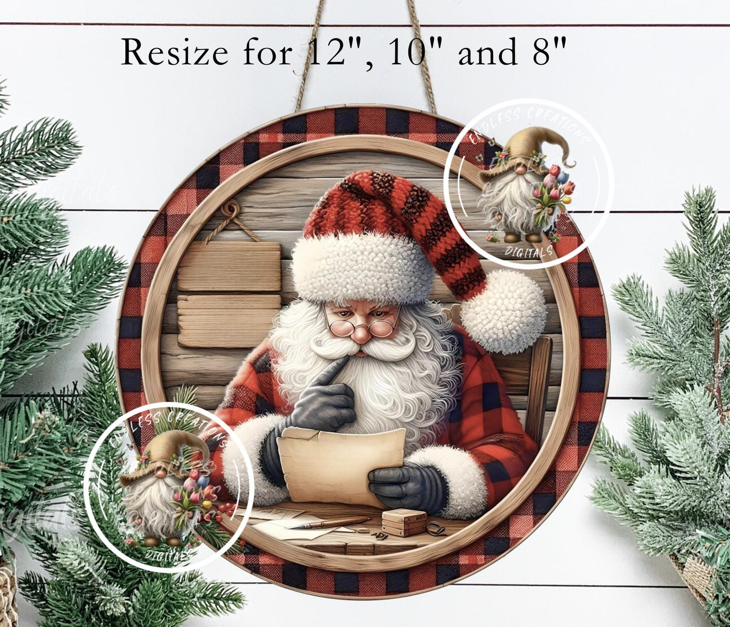 SANTA'S NAUGHTY LIST ornament, Door Hanger for sublimation high resolution 2 files for download 1 add your own text