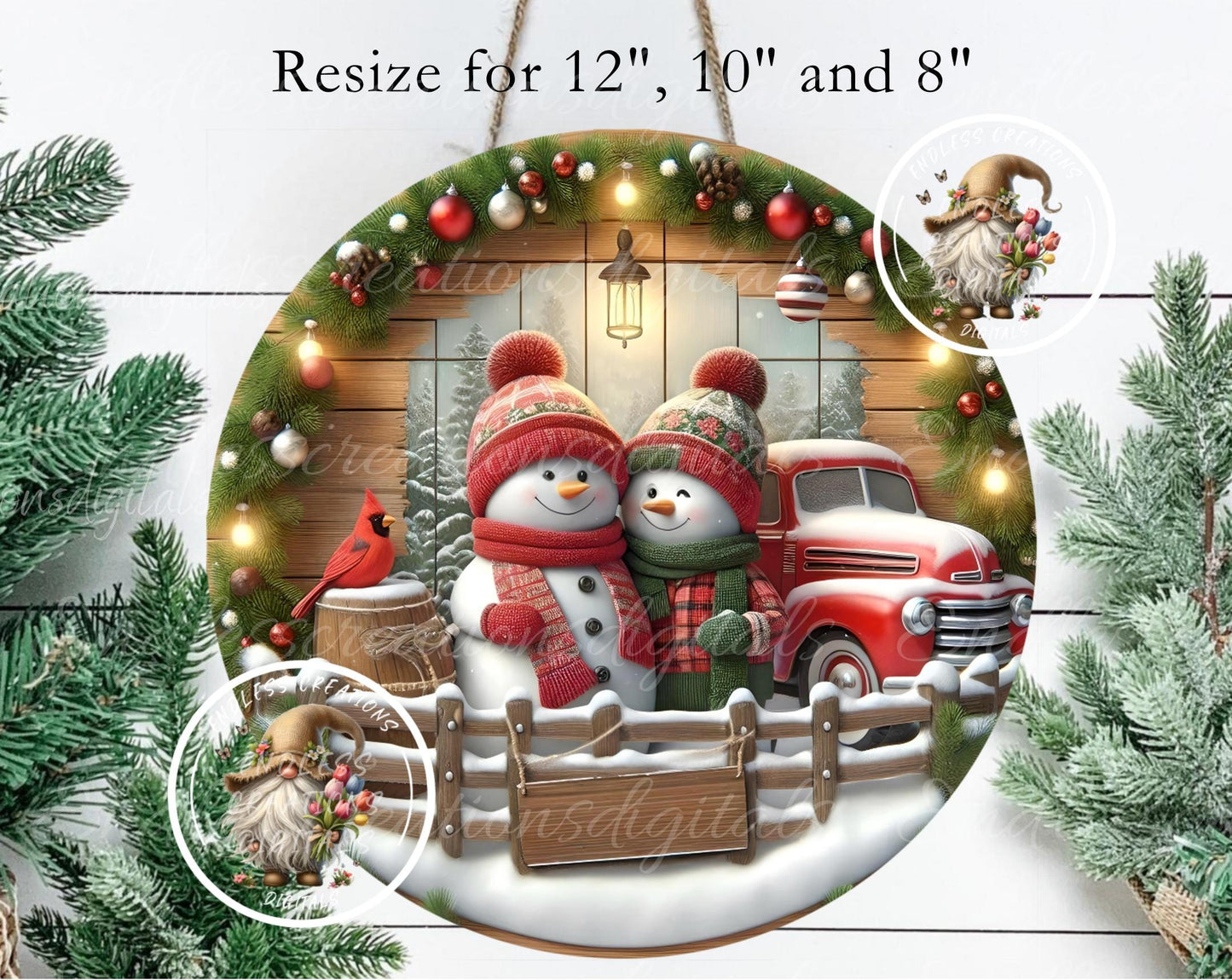 SNOWMAN COUPLE FIRST Christmas ornament, Door Hanger for sublimation high resolution 2 files for download 1 add your own text