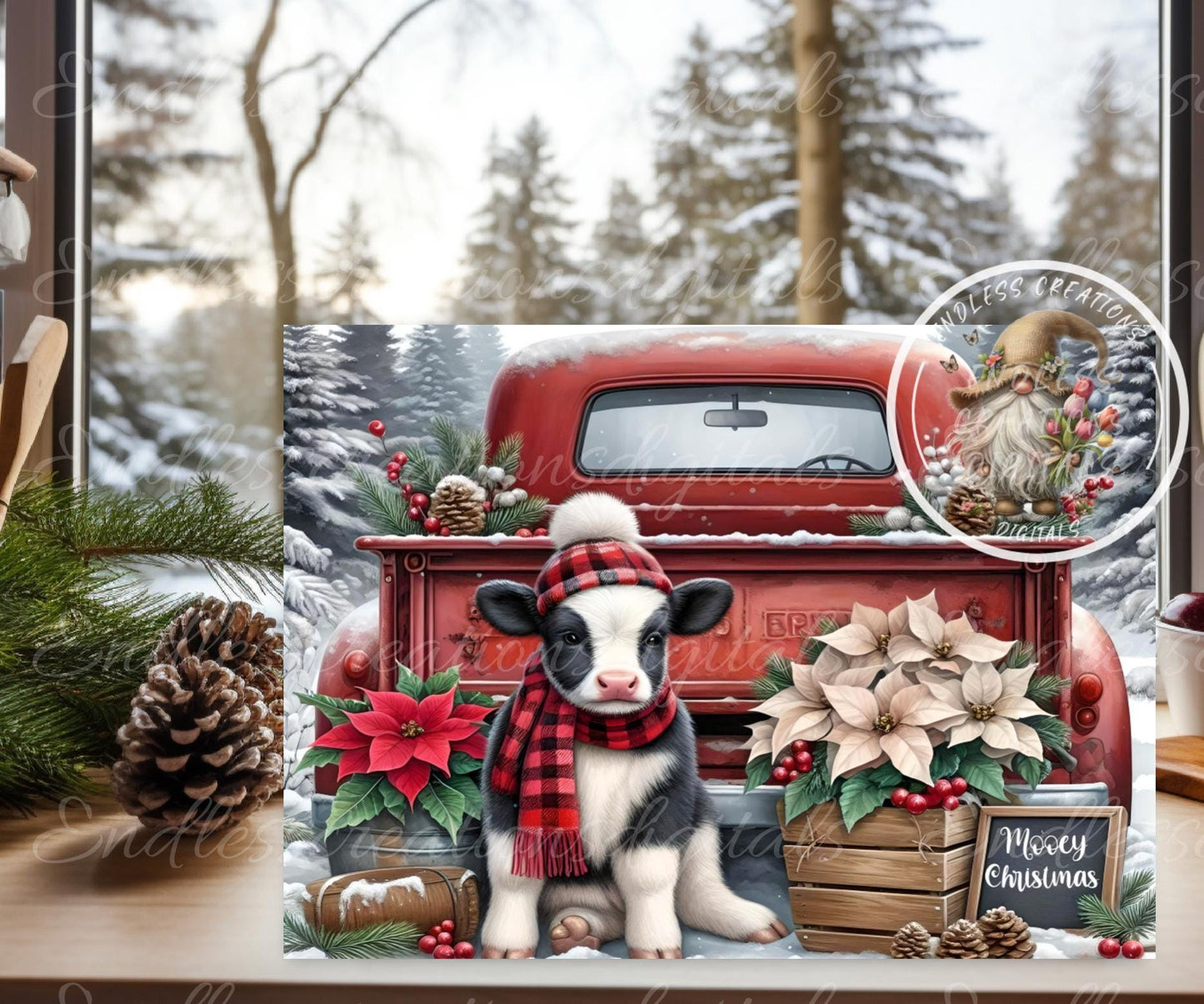 WINTER BABY HOLSTEIN Cutting board sublimation, 300 dpi high resolution 2 files for download 1 add your own text