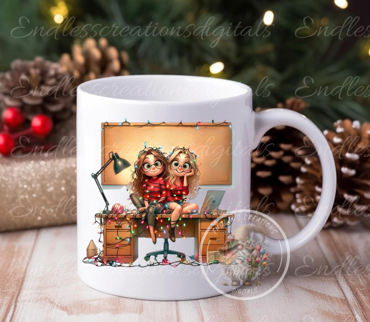 CHRISTMAS LIGHTS COWORKERS mug transparent design for sublimation high resolution 2 files for download 1 add your own text