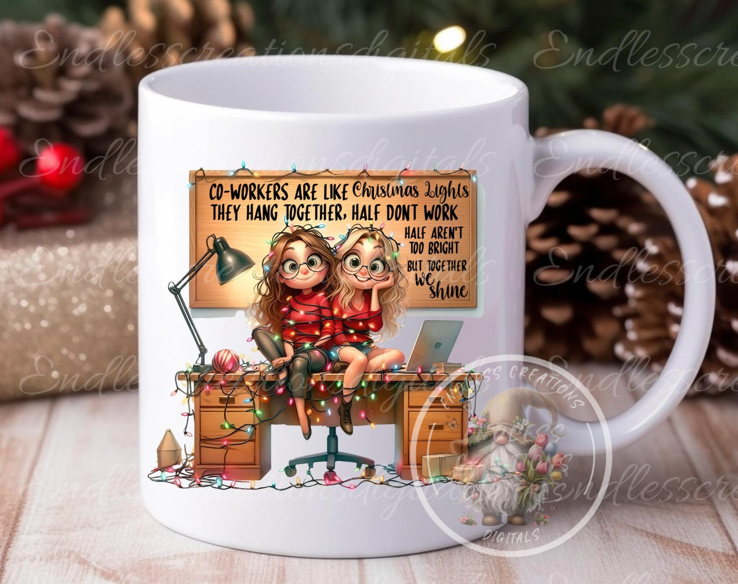 CHRISTMAS LIGHTS COWORKERS mug transparent design for sublimation high resolution 2 files for download 1 add your own text