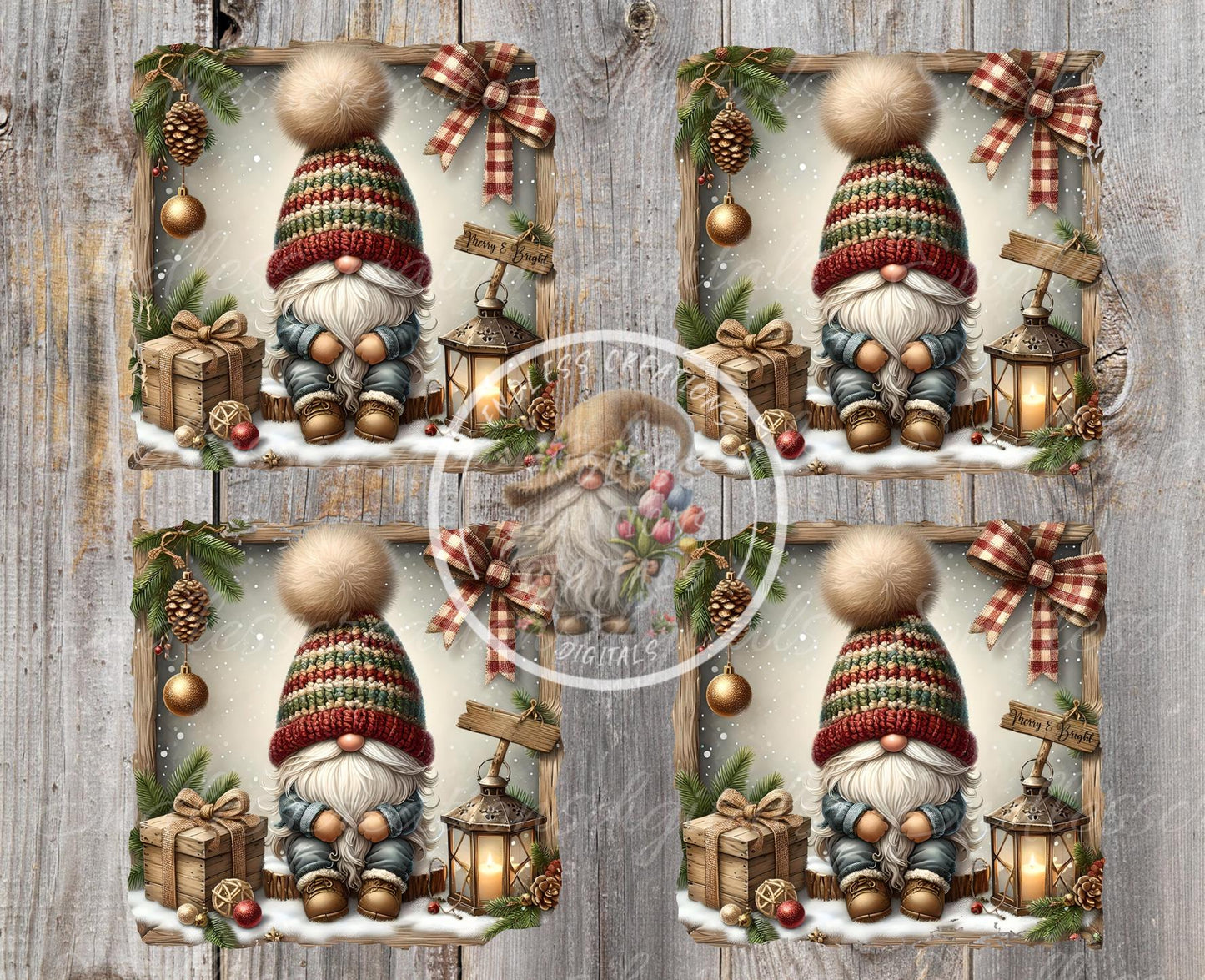 SQUARE WINTER GNOME Door hanger, wreath sign square cutting board, coasters can resize,  for sublimation high resolution 2 files, 1 add text