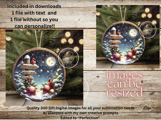 MOM AND DAD Cardinal Memorial ornament, Door Hanger for sublimation high resolution 2 files for download 1 add your own text, can resize