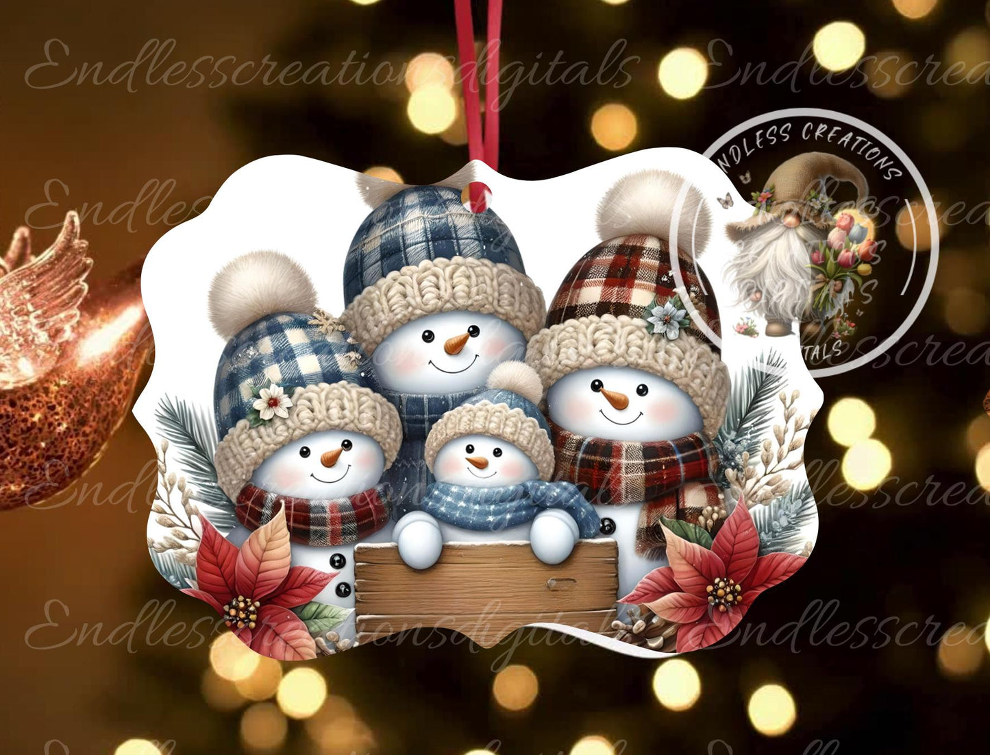 SNOWMAN FAMILY CHRISTMAS ornaments, Door Hanger for sublimation high resolution 5 files for download, personalize with text