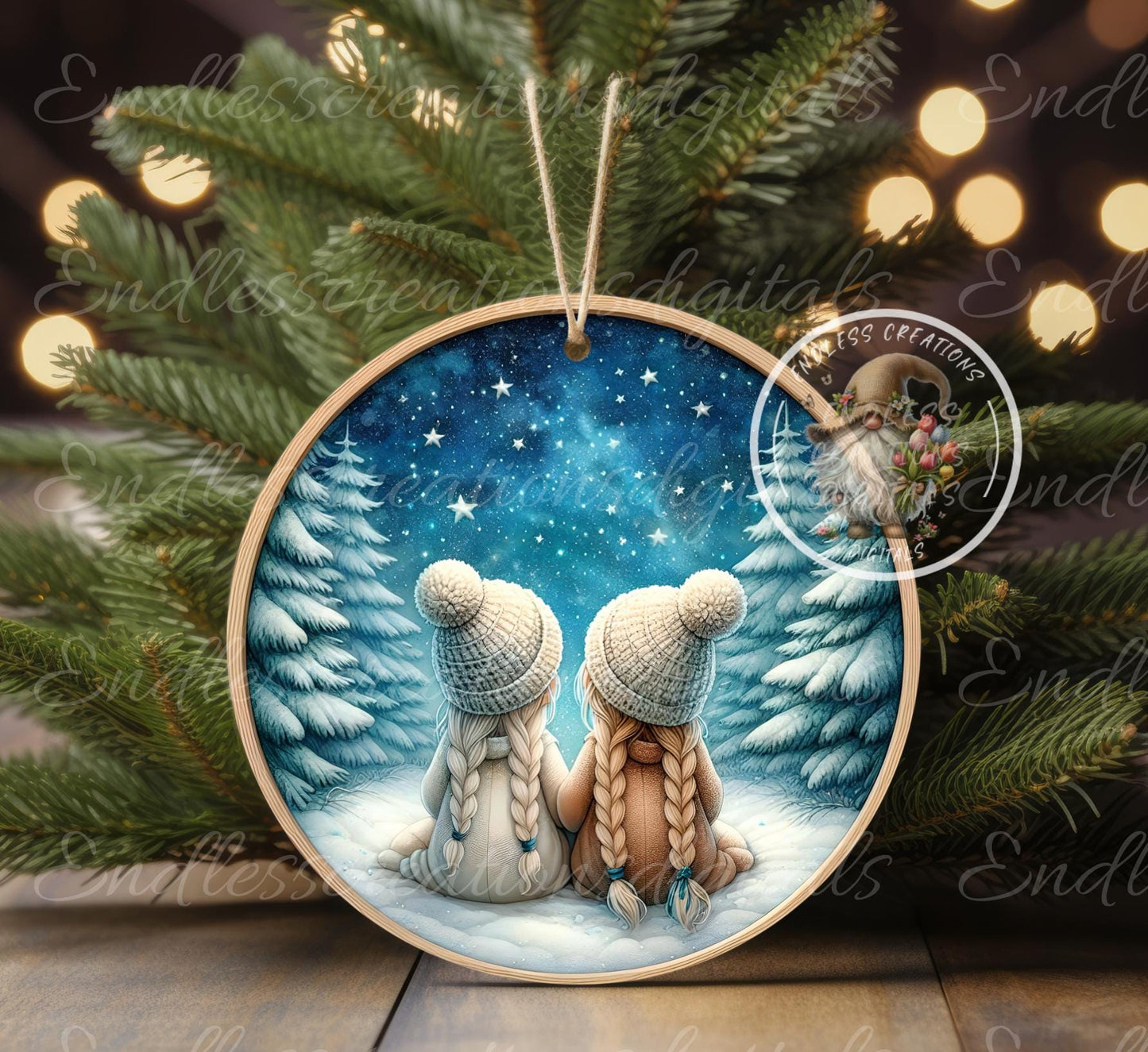 SISTERS ARE STARS ornament, Door Hanger for sublimation high resolution 2 files for download 1 add your own text