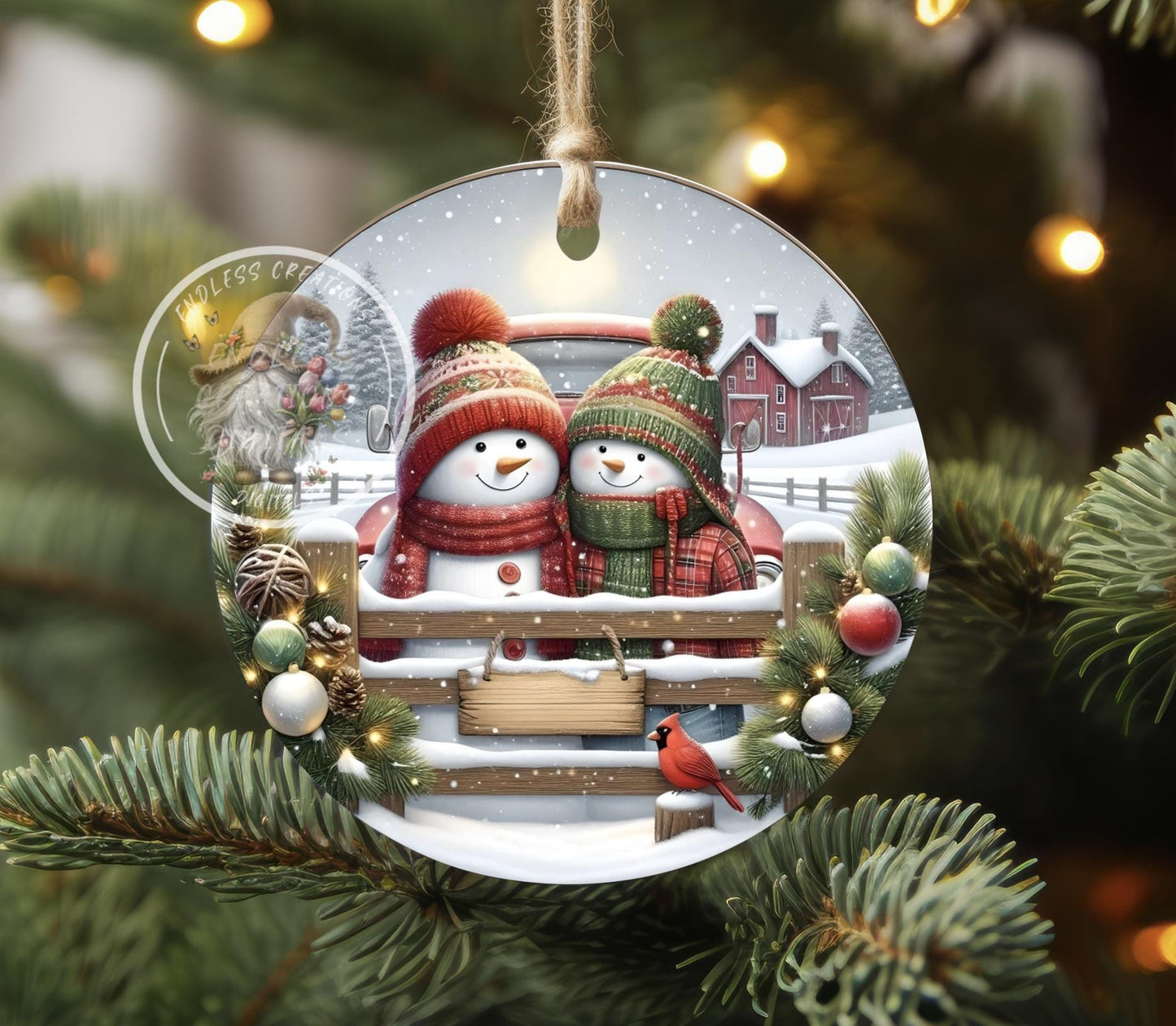 SNOWMAN COUPLE FIRST Christmas ornament, Door Hanger for sublimation high resolution 2 files for download 1 add your own text