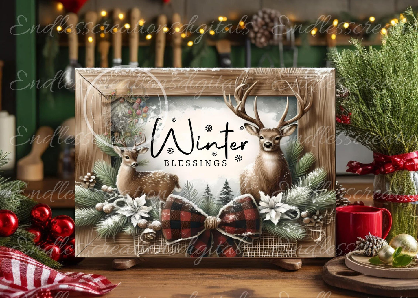 WINTER BLESSINGS DEER RECTANGLE