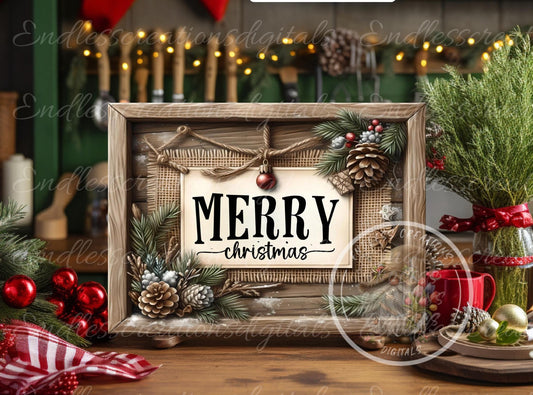 MERRY CHRISTMAS WOOD Framed Cutting board sublimation, 300 dpi high resolution 2 files for download 1 add your own text