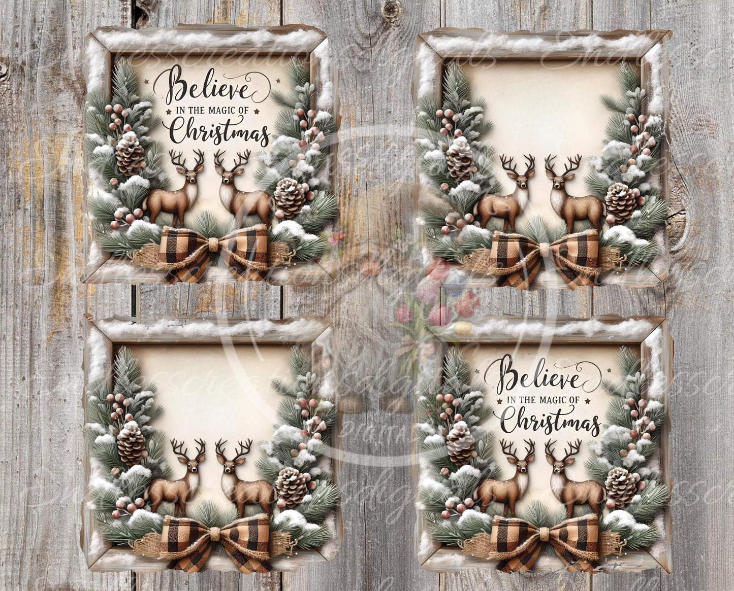 RUSTIC CHRISTMAS DEER Door hanger, cutting board, coasters,  sublimation high resolution 2 files for download 1 add your own text