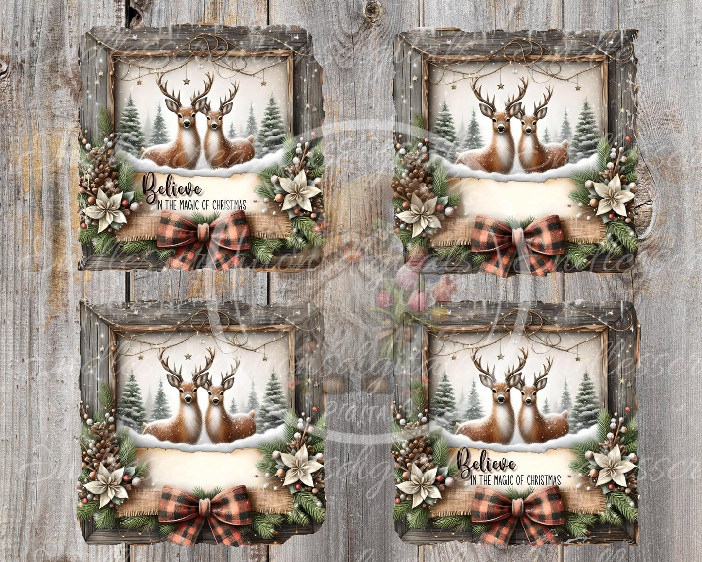 BELIEVE DEER SQUARE Door Hanger, cutting board, coasters,  sublimation high resolution 2 files for download 1 add your own text Resize