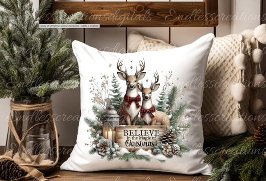 CHRISTMAS DEER PILLOW covers, tea towel, tote bags, mugs, plant pots etc. sublimation package of 5 high definition 300 Dpi, transparent,