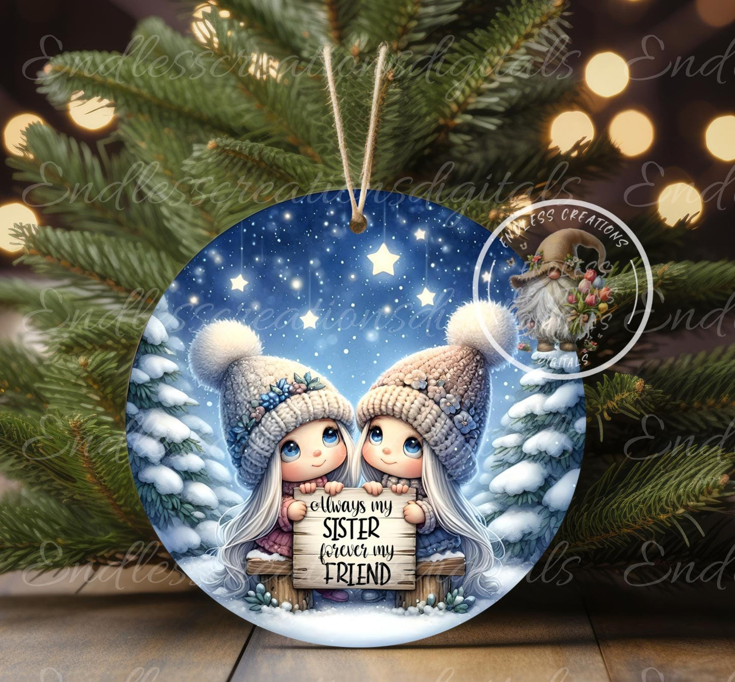 SISTERS BEST FRIENDS ornament, Door Hanger for sublimation high resolution 2 files for download 1 add your own text