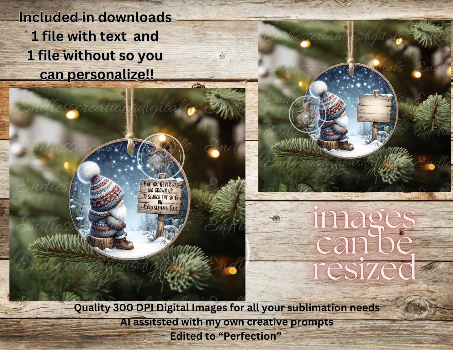 SEARCH THE SKIES Christmas ornament, Door Hanger for sublimation high resolution 2 files for download 1 add your own text