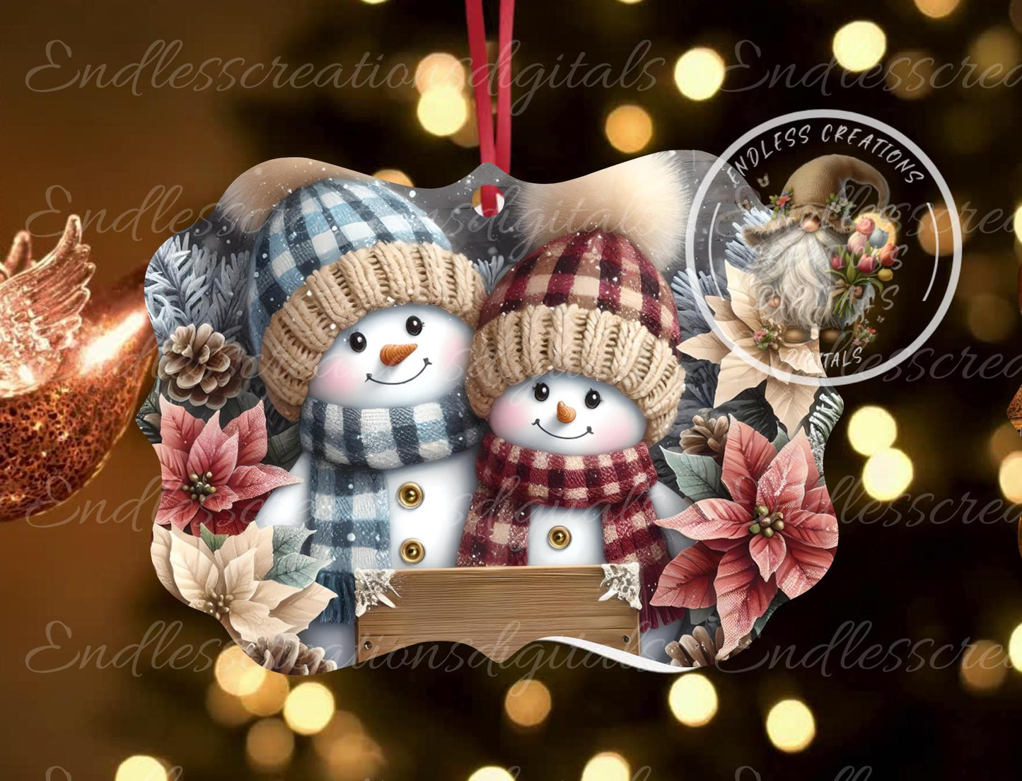 SNOWMAN FAMILY CHRISTMAS ornaments, Door Hanger for sublimation high resolution 5 files for download, personalize with text