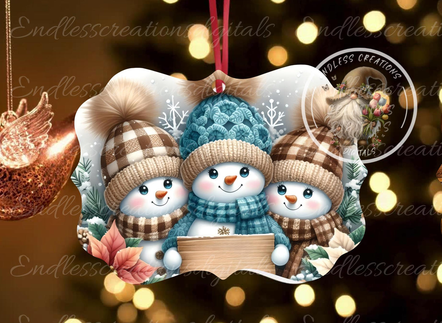 SNOWMAN FAMILY CHRISTMAS ornaments, Door Hanger for sublimation high resolution 5 files for download, personalize with text