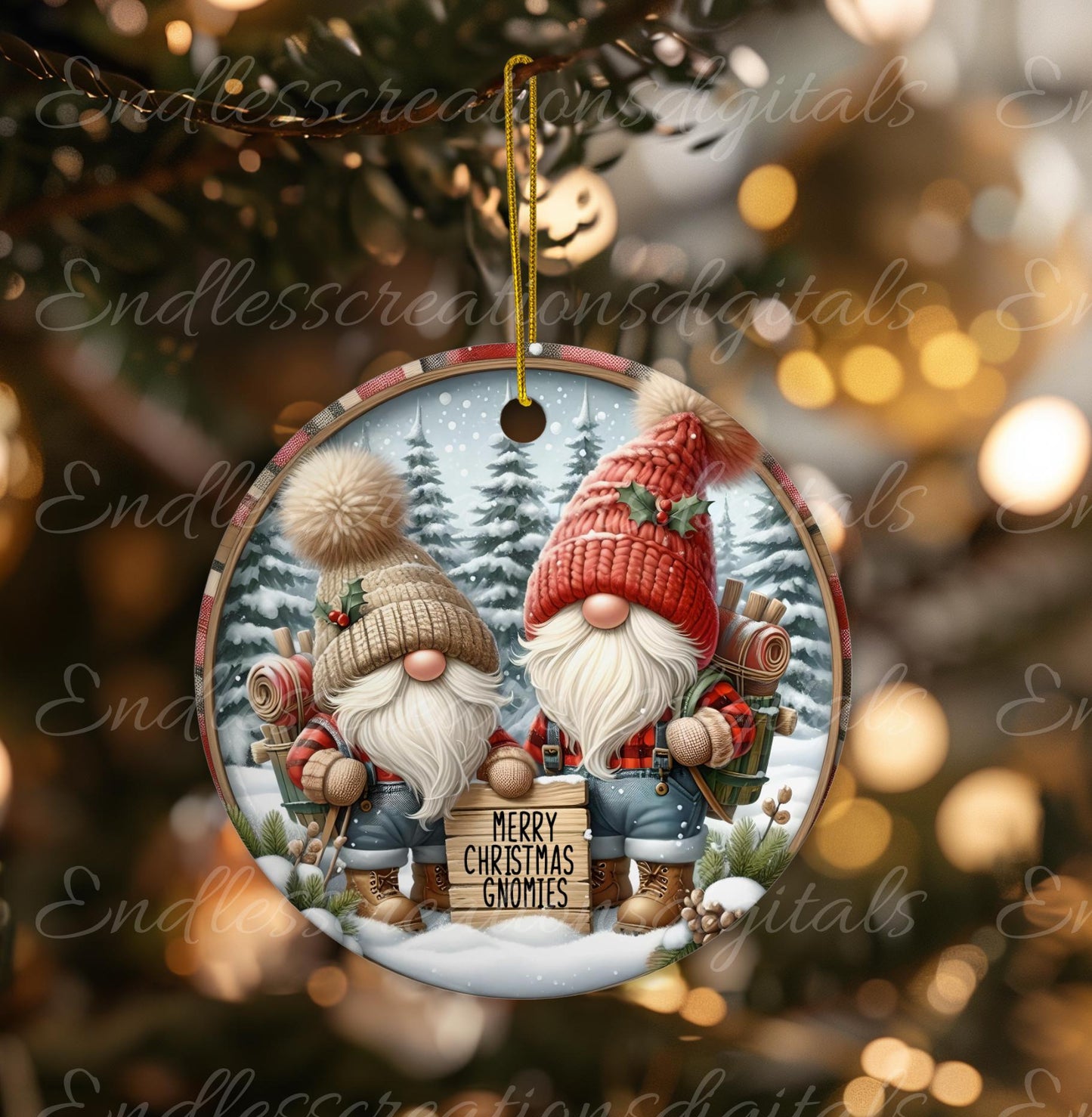 CHRISTMAS GNOMIES  Door hanger, wreath sign round cutting board, ornaments, can resize for sublimation high resolution 2 files 1 add text