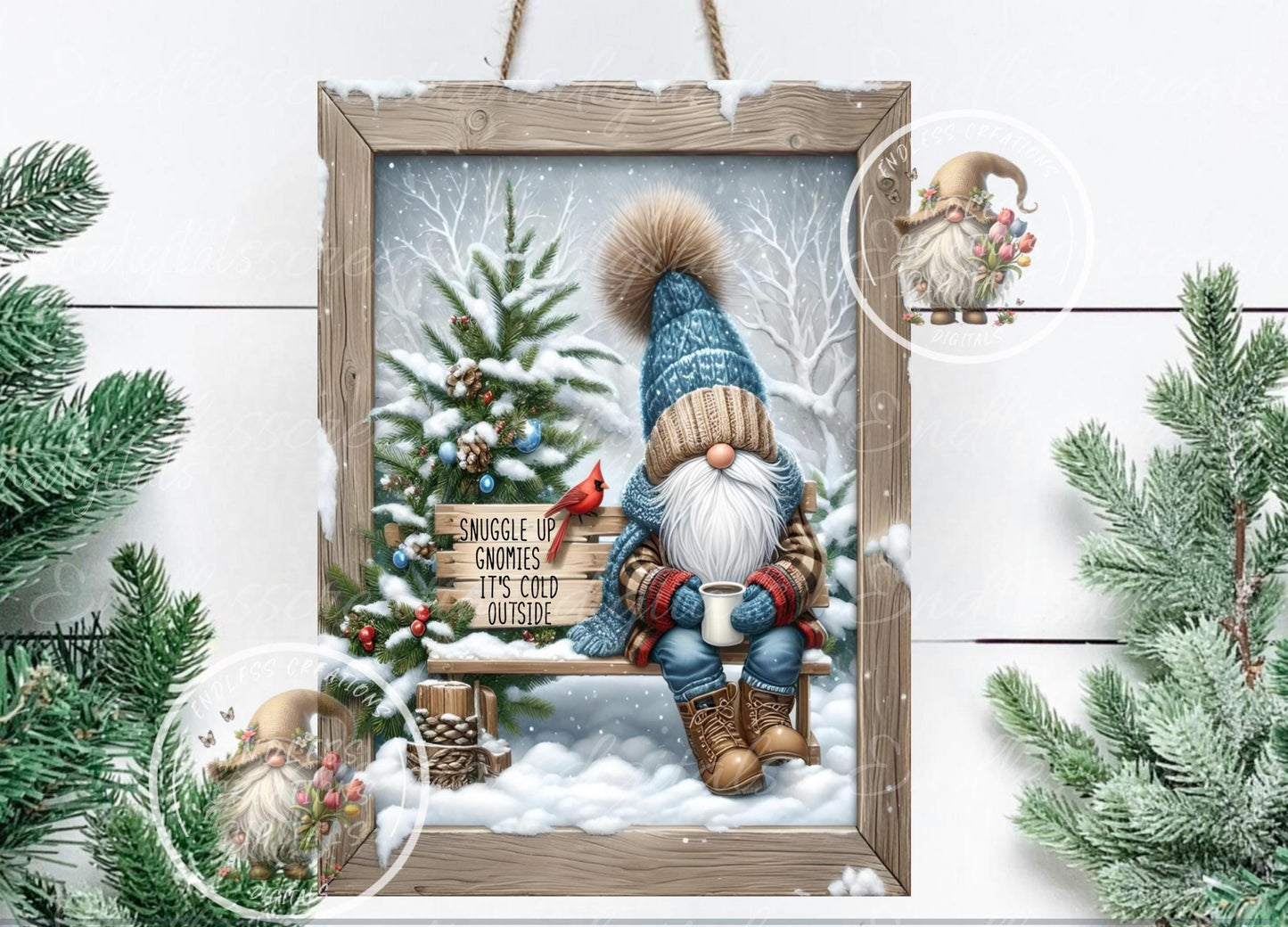 CHRISTMAS GNOMIES  Door hanger, wreath sign,  cutting board,  can resize for sublimation high resolution 2 files 1 add text