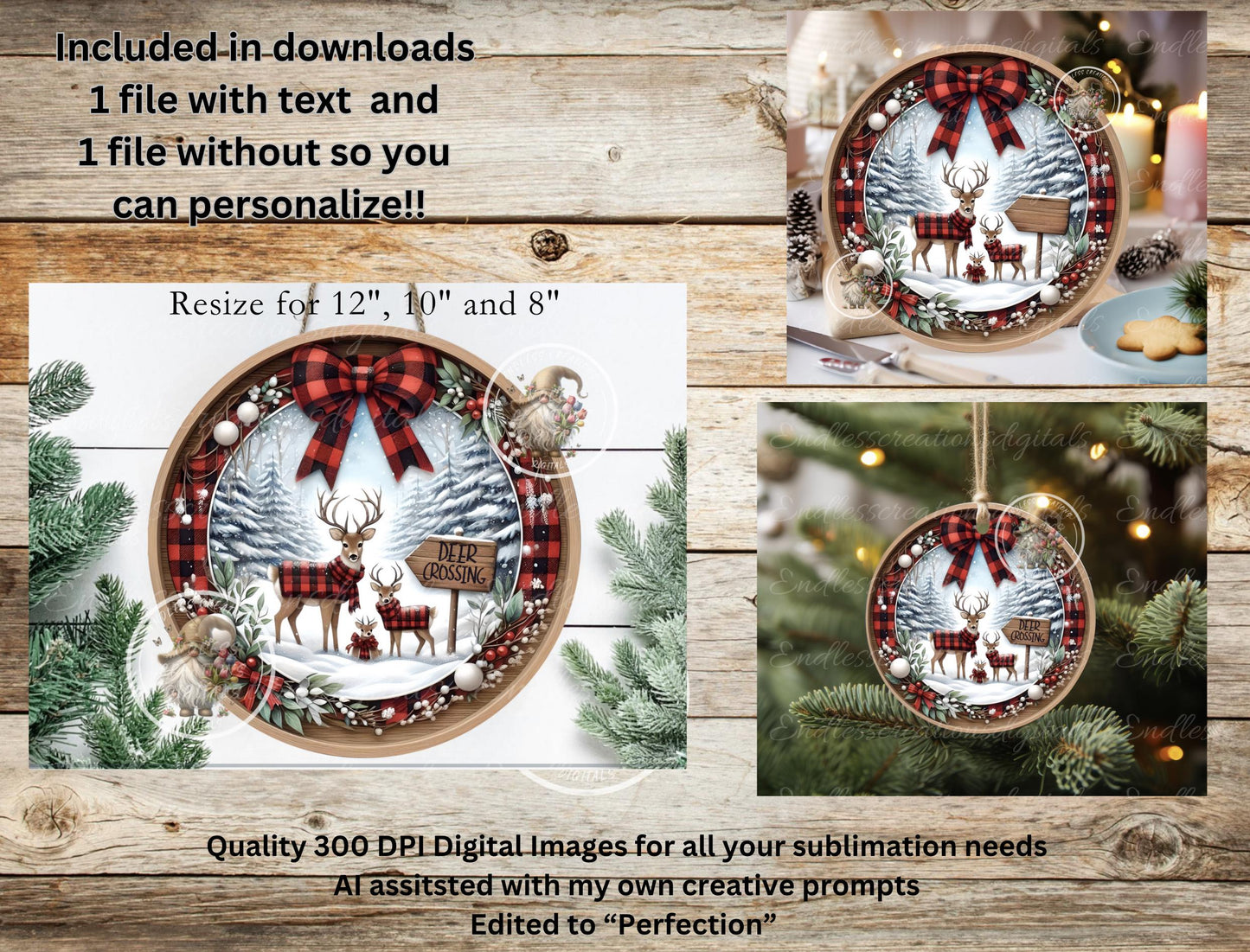 DEER CROSSING Door Hanger, cutting board sublimation, ornament  sublimation high resolution 2 files for download 1 add your own text Resize