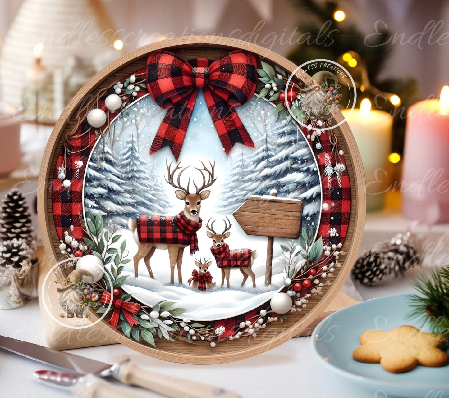 DEER CROSSING Door Hanger, cutting board sublimation, ornament  sublimation high resolution 2 files for download 1 add your own text Resize