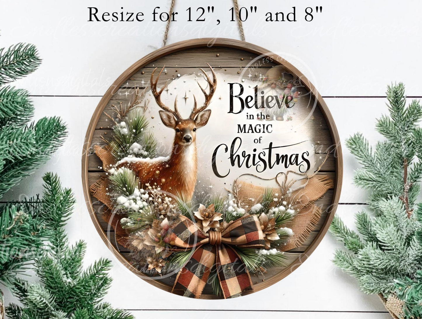 BELIEVE IN MAGIC Round Door Hanger, cutting board, coasters,  sublimation high resolution 2 files for download 1 add your own text Resize