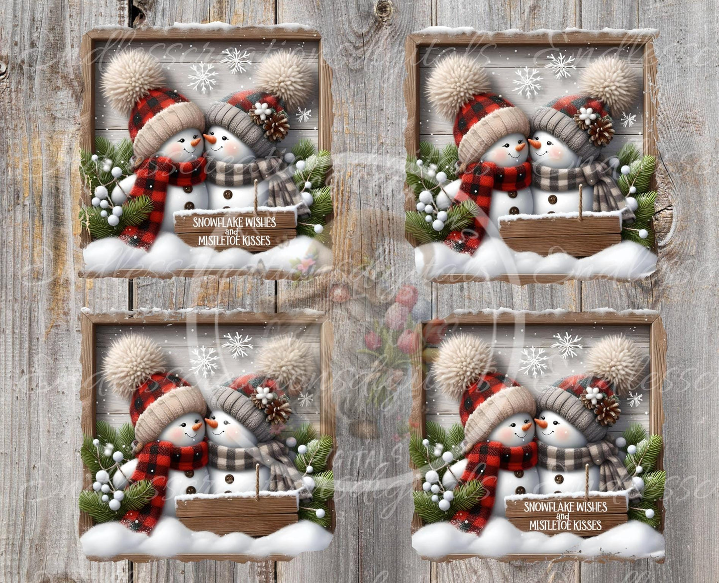 MISTLETOE GNOMES ROUND  Door Hanger, cutting board, ornament sublimation high resolution 2 files for download 1 add your own text Resize