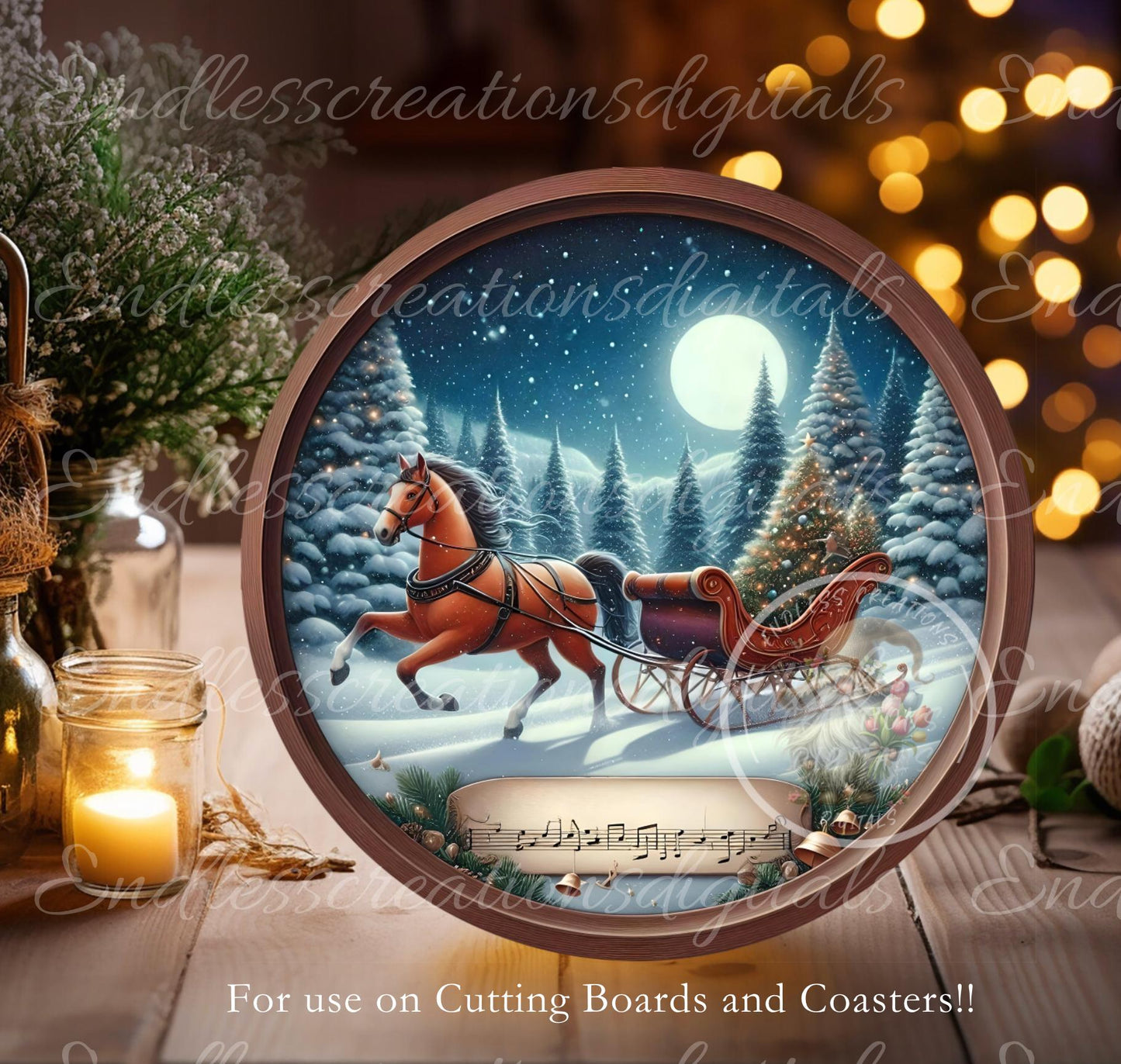 DASHING THROUGH THE Snow Door Hanger, cutting board, ornament sublimation high resolution 2 files for download 1 add your own text Resize