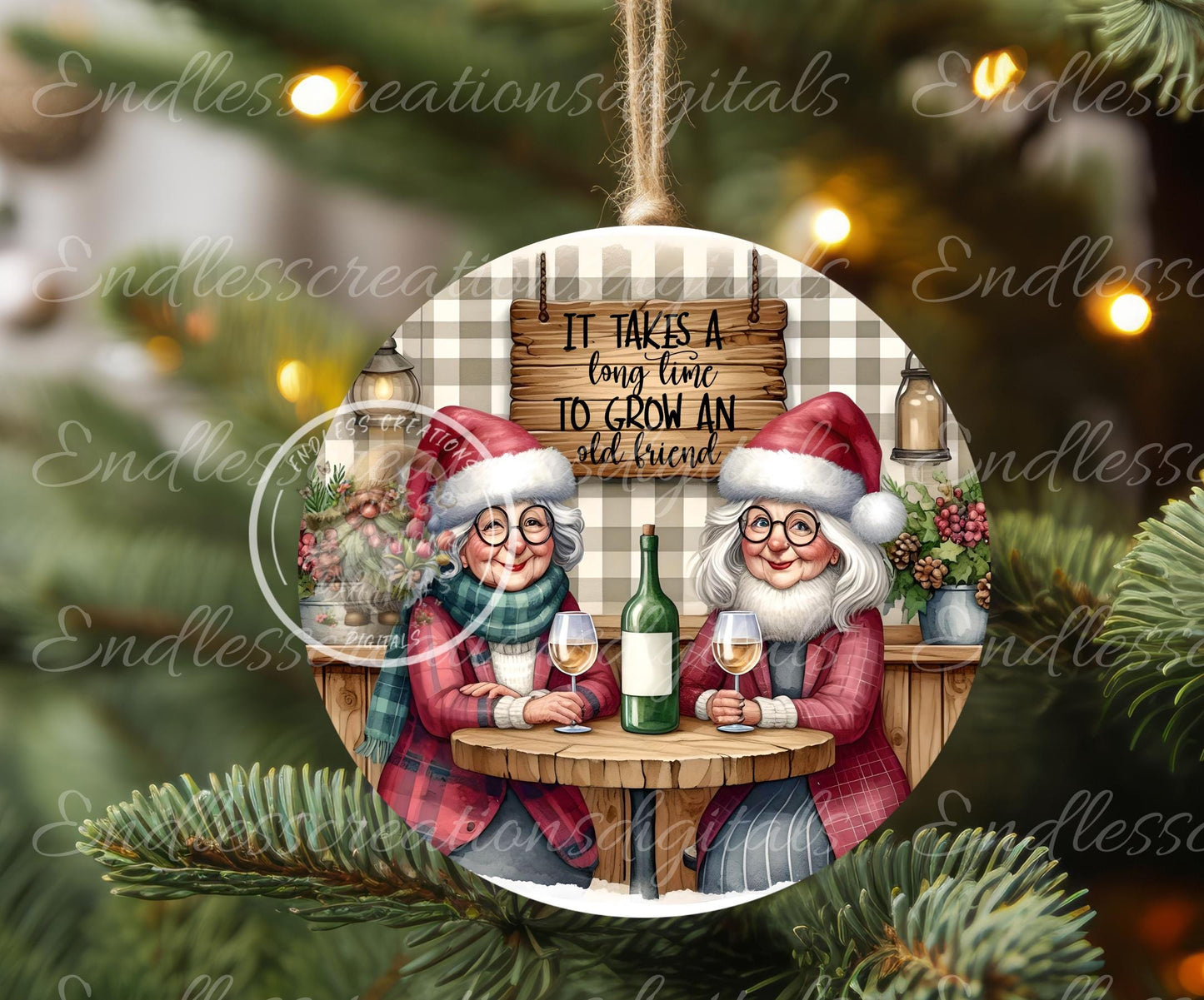 OLD FRIEND, Door Hanger, ORNAMENT, for sublimation high resolution 2 files for download 1 add your own text