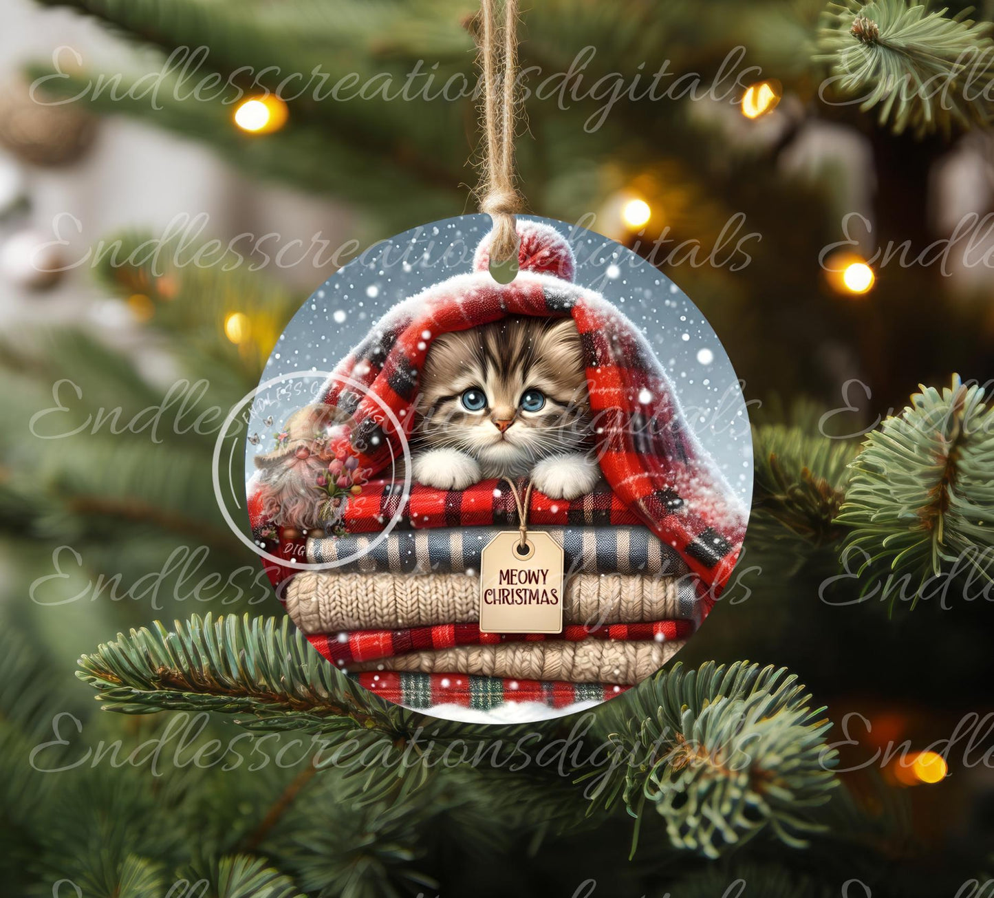 MEOWY CHRISTMAS ROUND  Door Hanger, cutting board, ornament sublimation high resolution 2 files for download 1 add your own text Resize