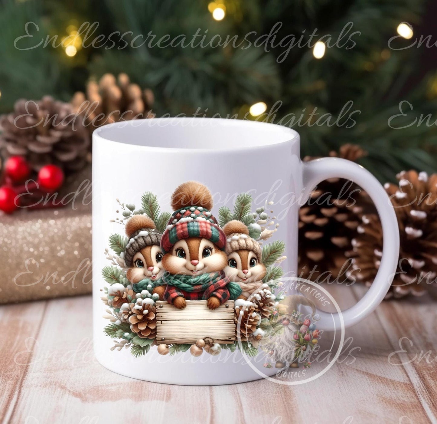 CHRISTMAS CHIPMUNKS PILLOW covers, tea towel, mugs,  sublimation package of 5 blanks add your own text high definition 300 Dpi, transparent,