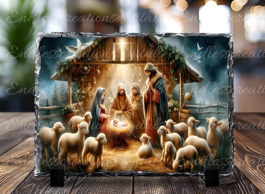 NATIVITY SCENE CUTTING board,  sublimation slates, aluminum signs  sublimation high resolution