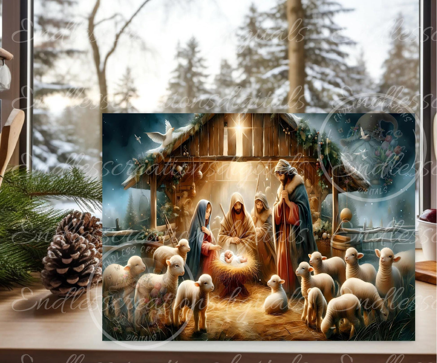 NATIVITY SCENE CUTTING board,  sublimation slates, aluminum signs  sublimation high resolution