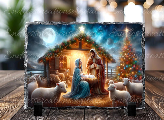 NATIVITY SCENE CUTTING board,  sublimation slates, aluminum signs  sublimation high resolution