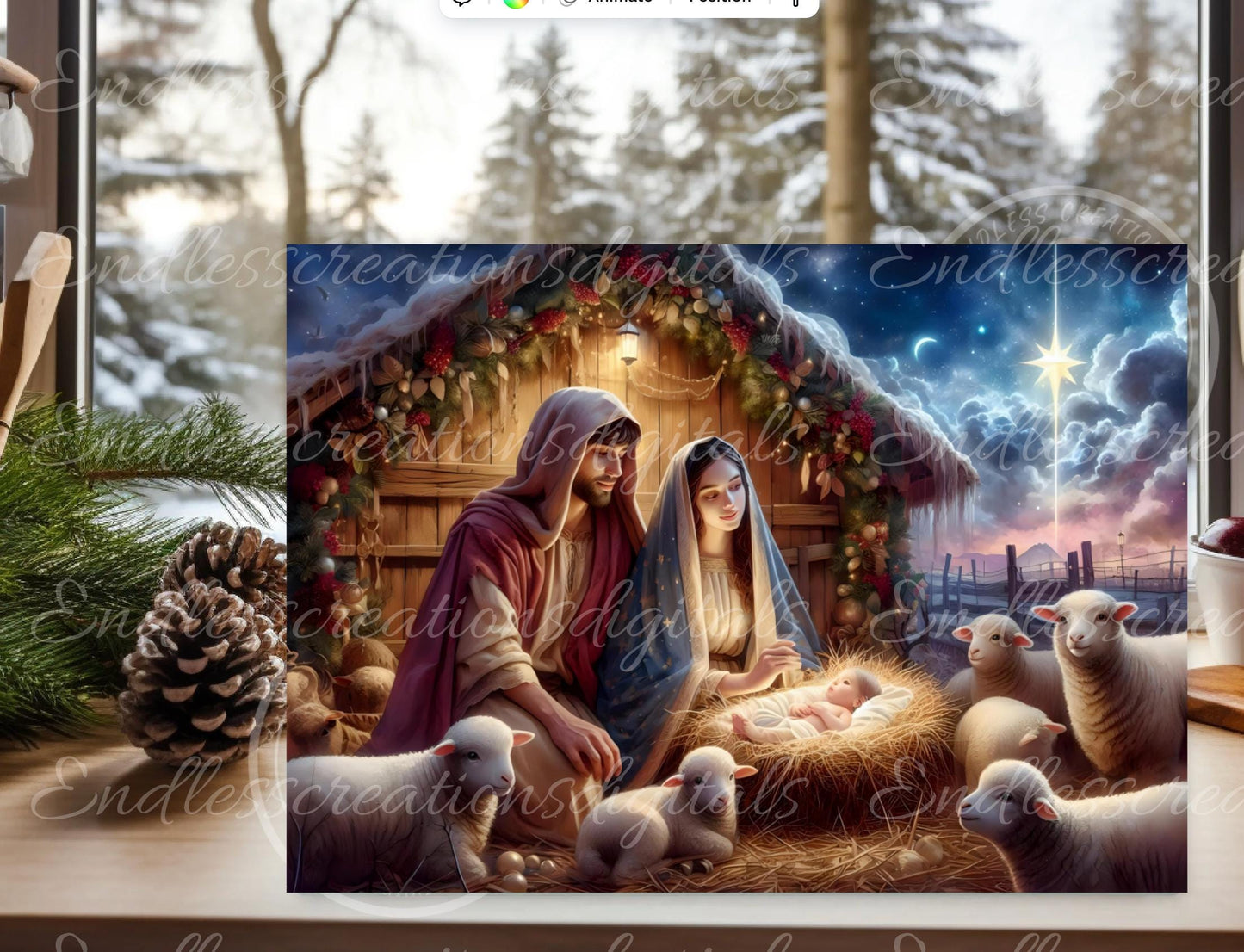 NATIVITY SCENE CUTTING board,  sublimation slates, aluminum signs  sublimation high resolution