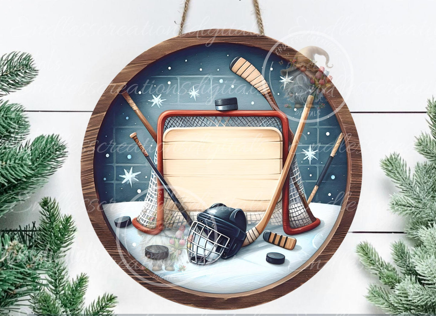 HOCKEY DOOR HANGER, wreath sign, png, 300DPI high resolution, 2 files for download, 1 add your own text