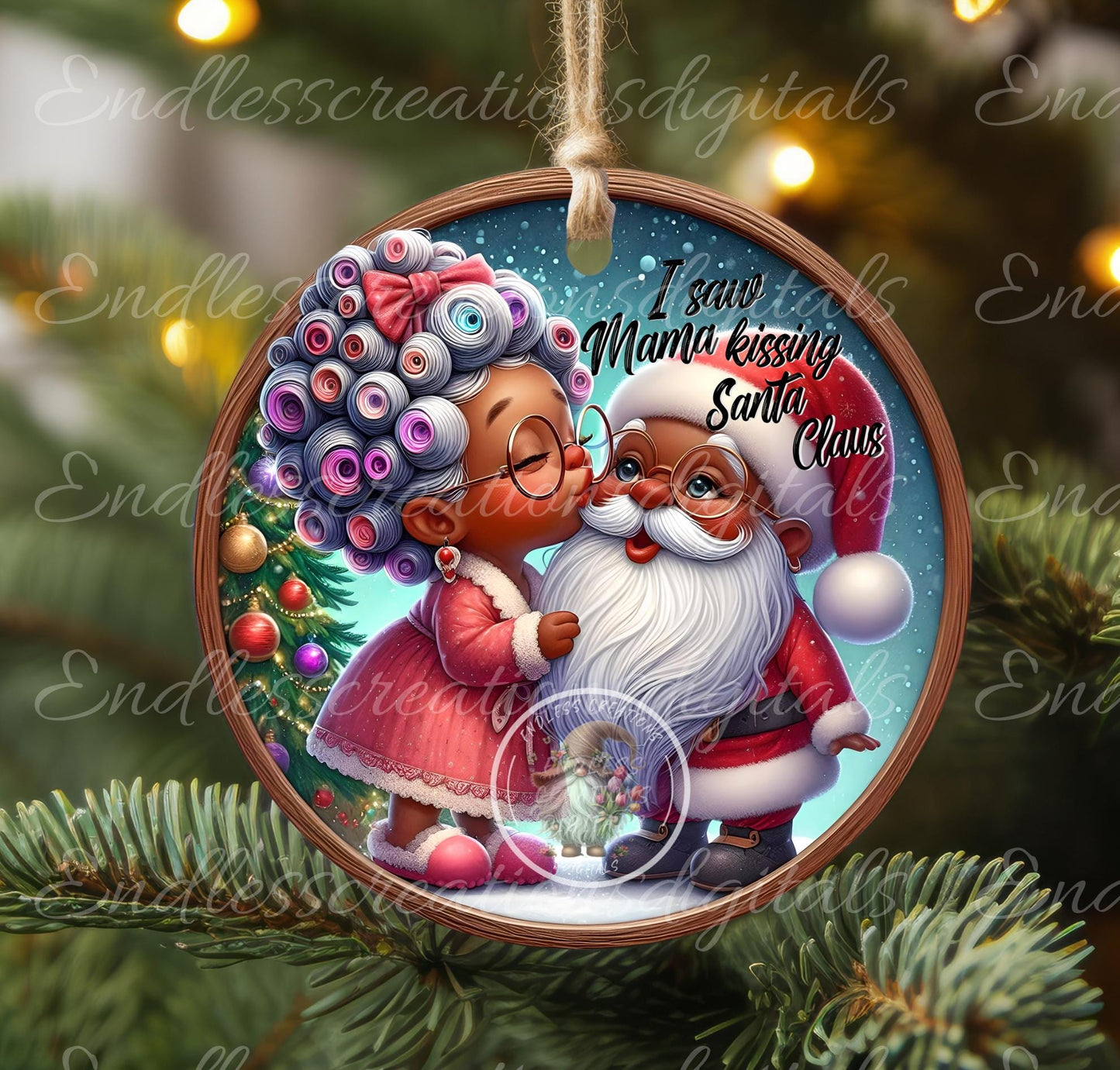 MAMA KISSING SANTA  Door Hanger, cutting board, ornament sublimation high resolution 2 files for download 1 add your own text Resize