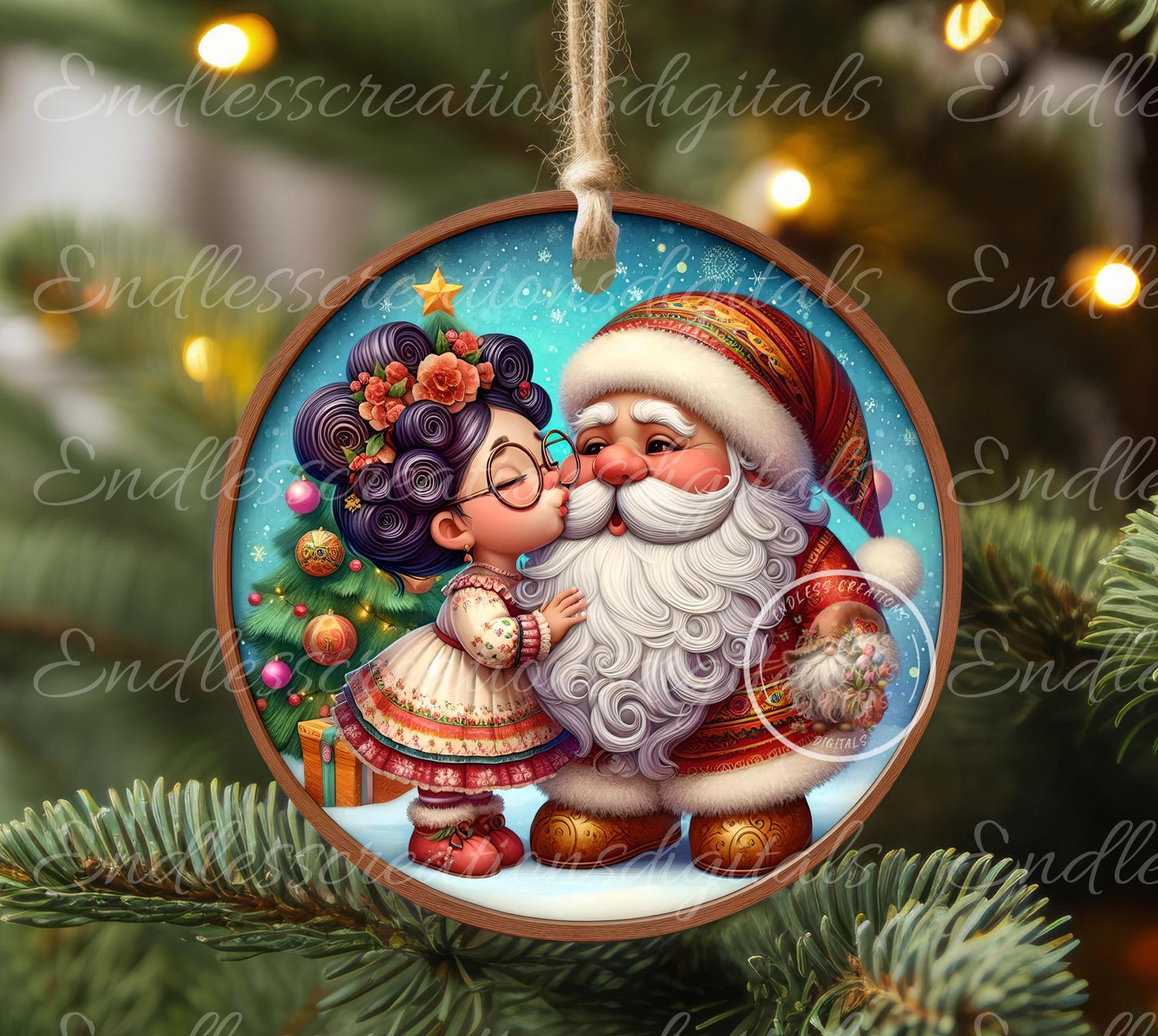 MAMI KISSING SANTA  Door Hanger, cutting board, ornament sublimation high resolution 2 files for download 1 add your own text Resize