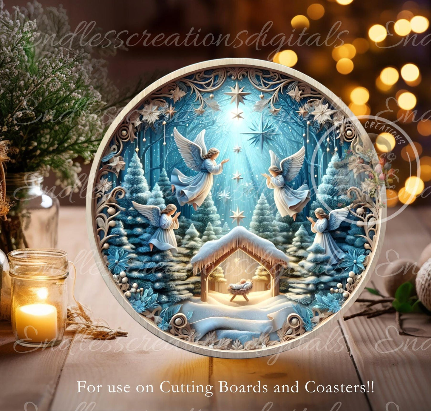 HARK THE HERALD Door Hanger, cutting board ornament sublimation high resolution 2 files for download 1 add your own text Resize to 3"