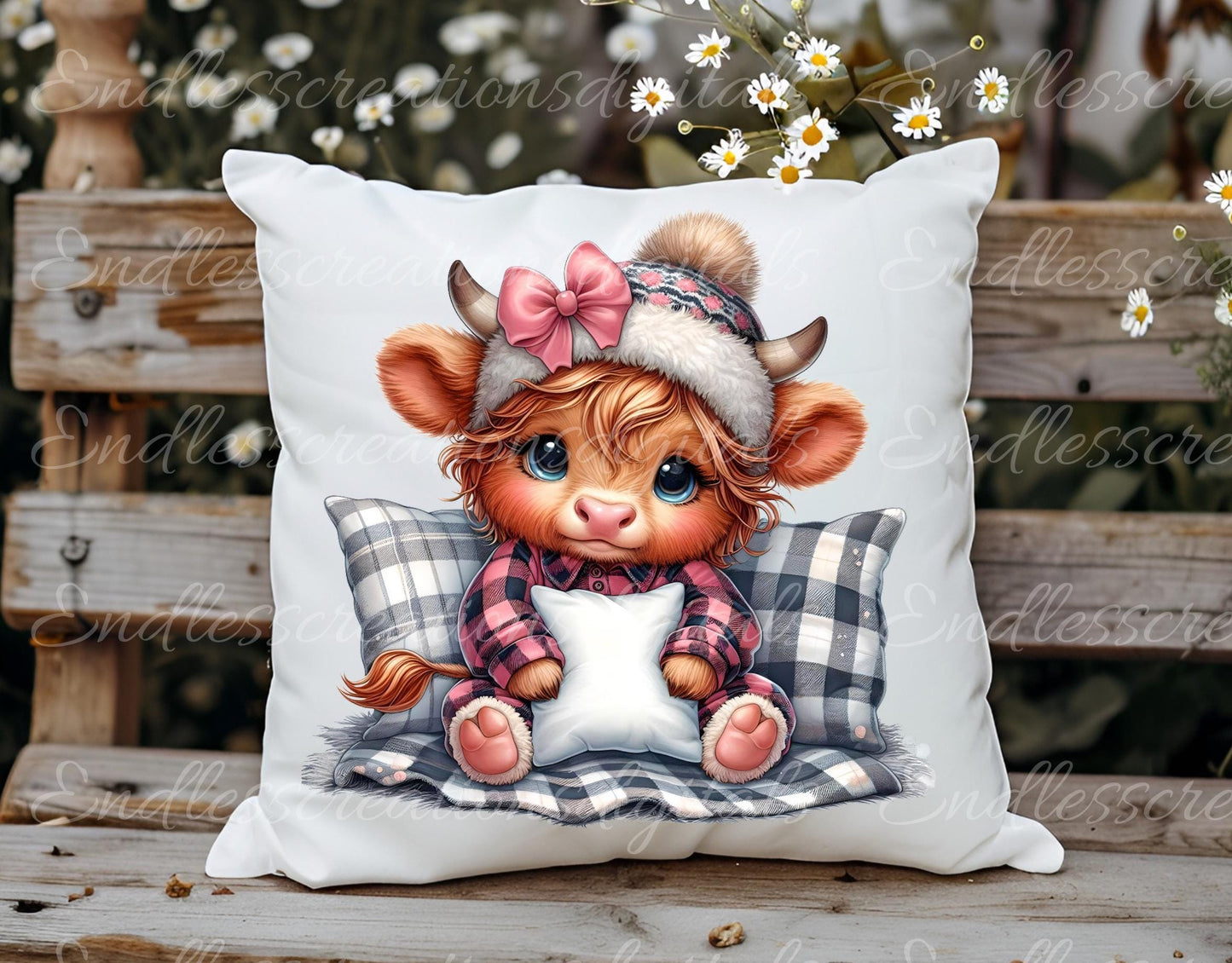 WINTER GIRLY COW Pillow covers, tea towel, mugs, plant pots etc. sublimation   5 high definition 300 Dpi, transparent, add your own text