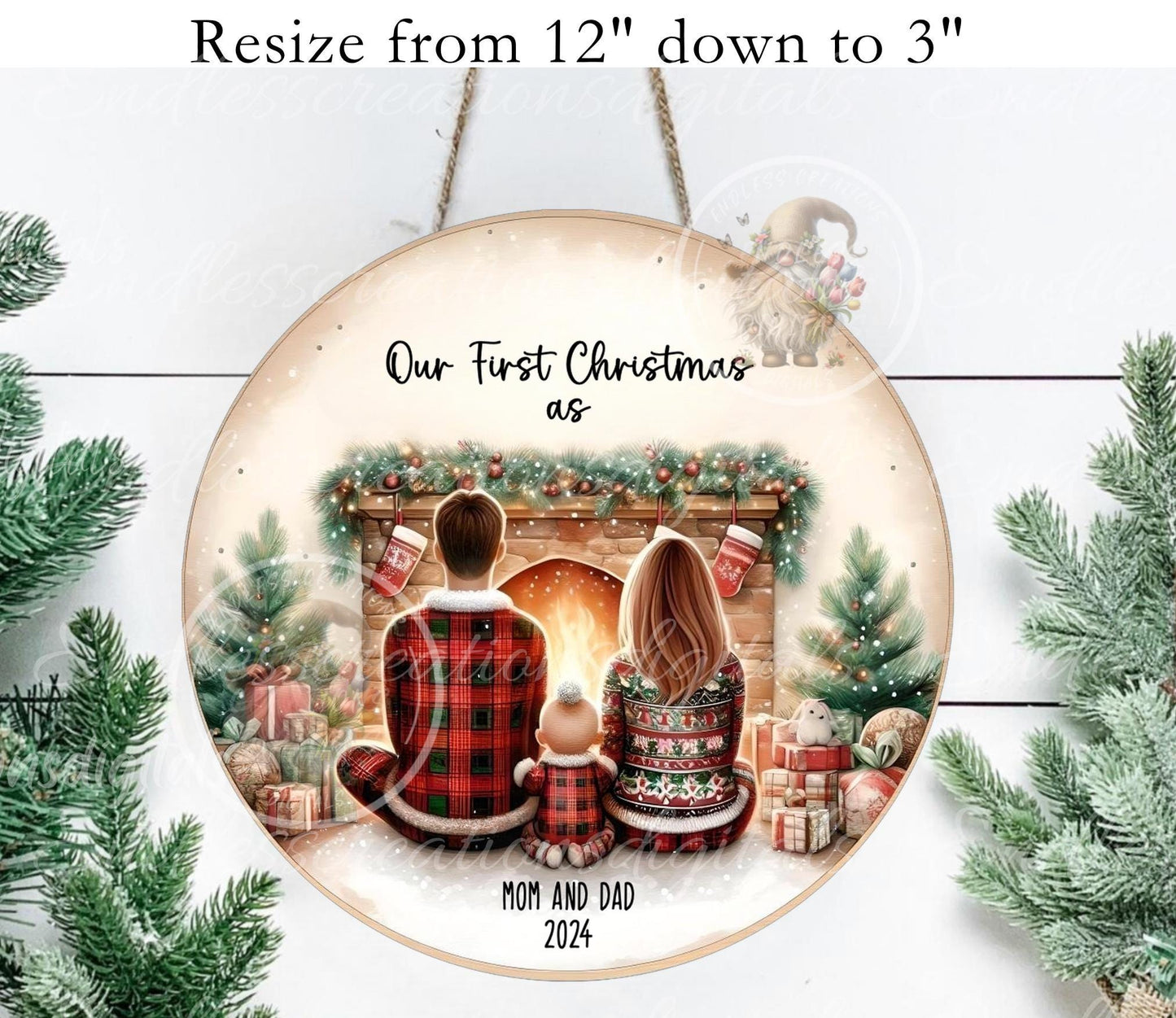 PARENTS FIRST CHRISTMAS ornament, Door Hanger for sublimation high resolution 2 files for download 1 add your own text