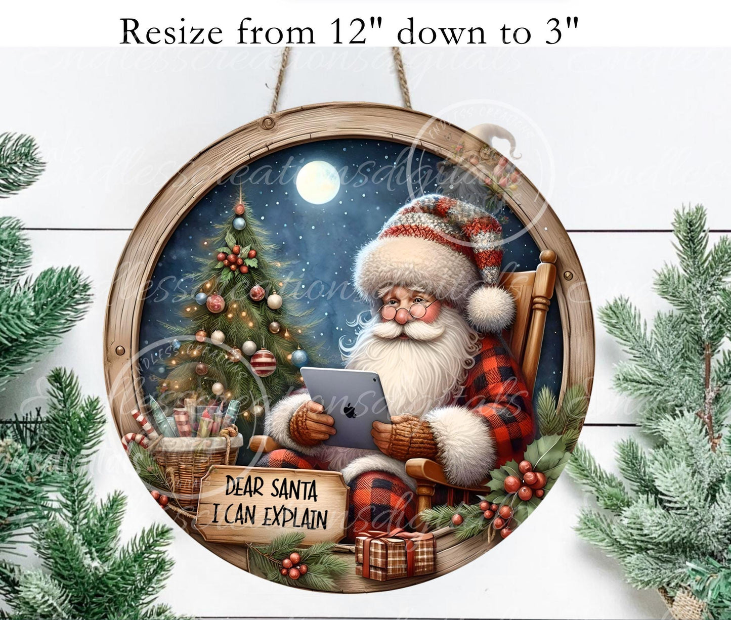 DEAR SANTA, ornament, Door Hanger for sublimation high resolution 2 files for download 1 add your own text, can be resized