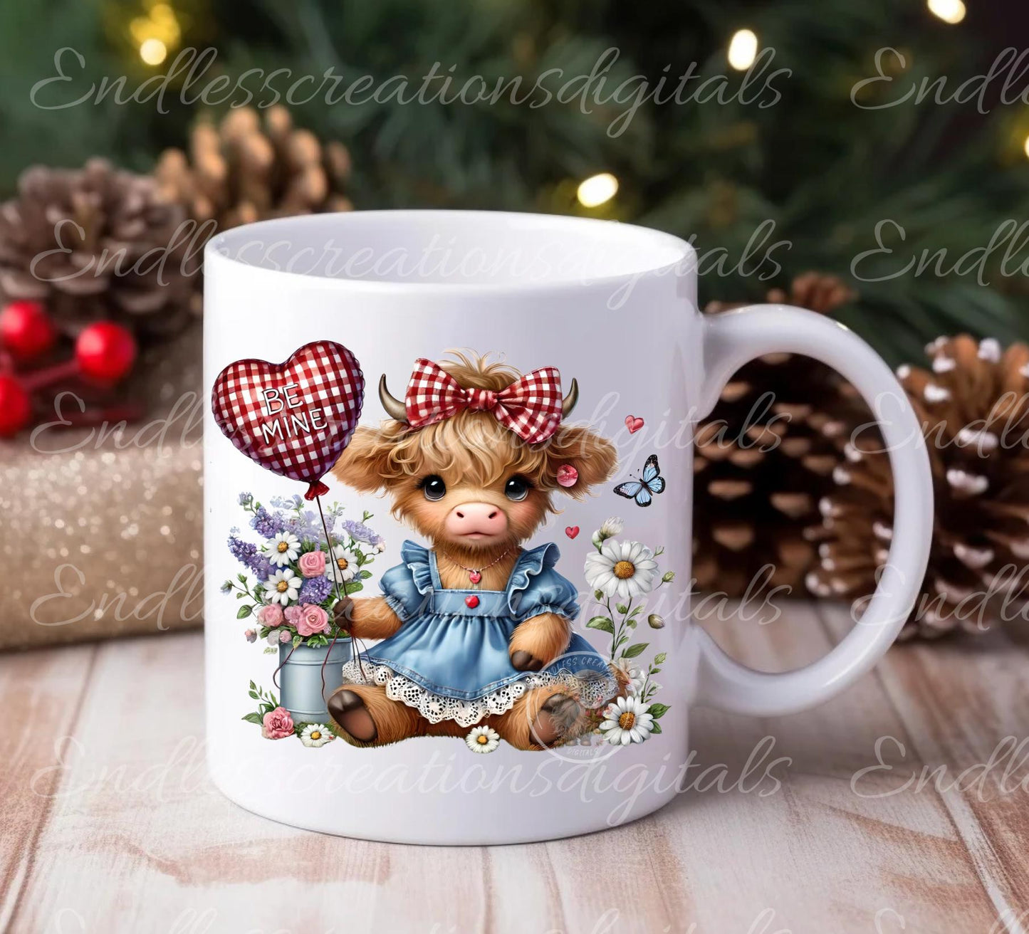 VALENTINES HIGHLAND COW Pillow covers, tea towel mugs plant pots etc. sublimation package of 5 high definition 300 Dpi, transparent