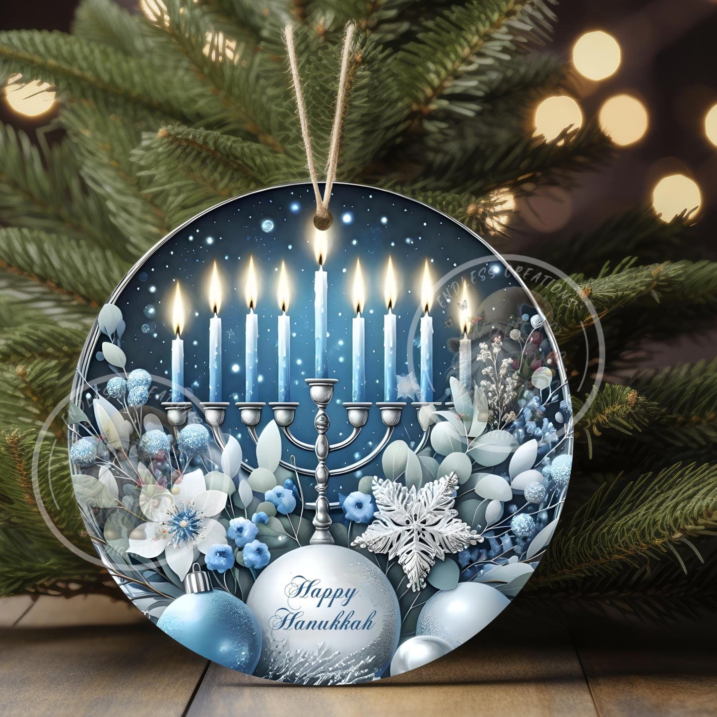 HAPPY HANUKKAH ROUND  Door Hanger, cutting board, ornament sublimation high resolution 2 files for download 1 add your own text Resize