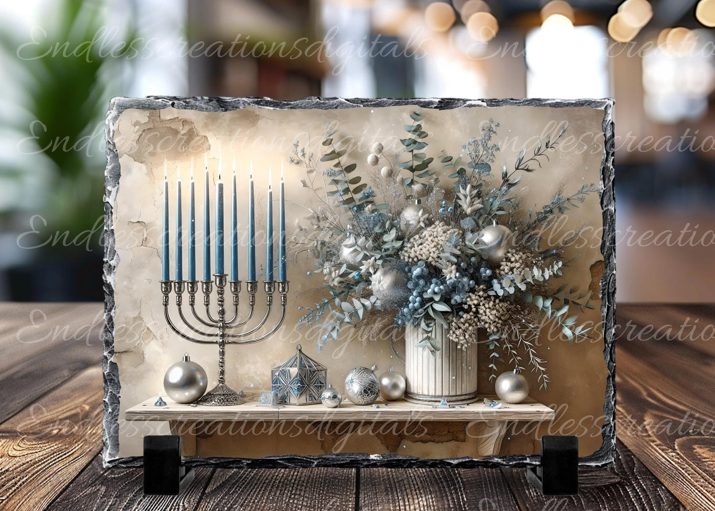 HAPPY HANUKKAH cutting board sublimation,  SLATE, 300 dpi high resolution, can be resized to fit both rectangular cutting board sizes