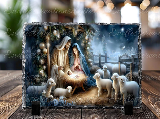 NATIVITY SCENE CUTTING board,  sublimation slates, aluminum signs  sublimation high resolution