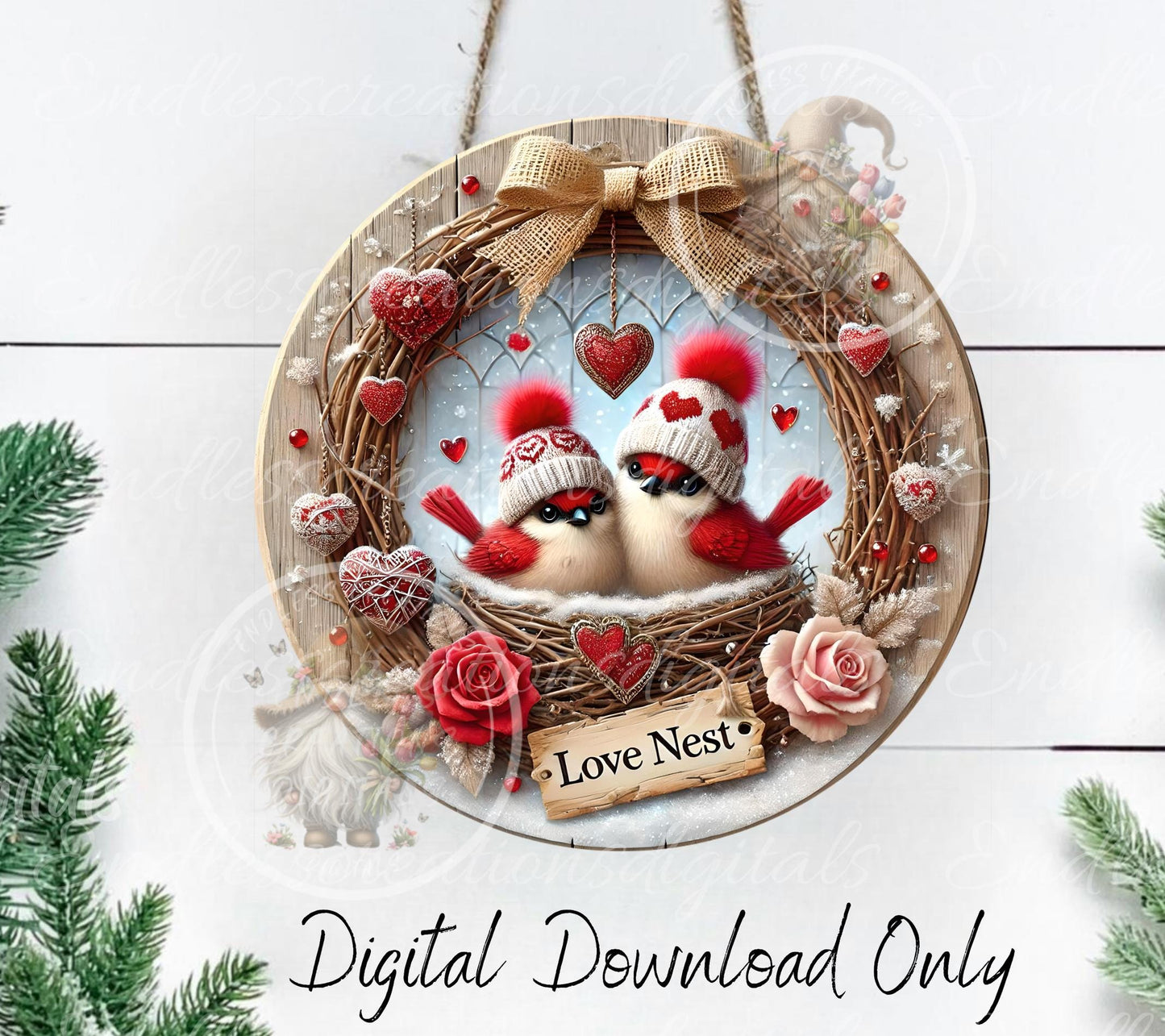 VALENTINES LOVE BABY Cardinals door hanger keychain, round slate,  for sublimation high resolution can be resized, 2 files 1 blank, resize