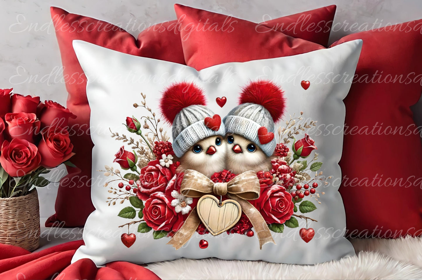 VALENTINES HIGHLAND COW, Cardinals,  Pillow covers, tea towel mugs, plant pots etc sublimation package of 5  300 Dpi png,  add your own text