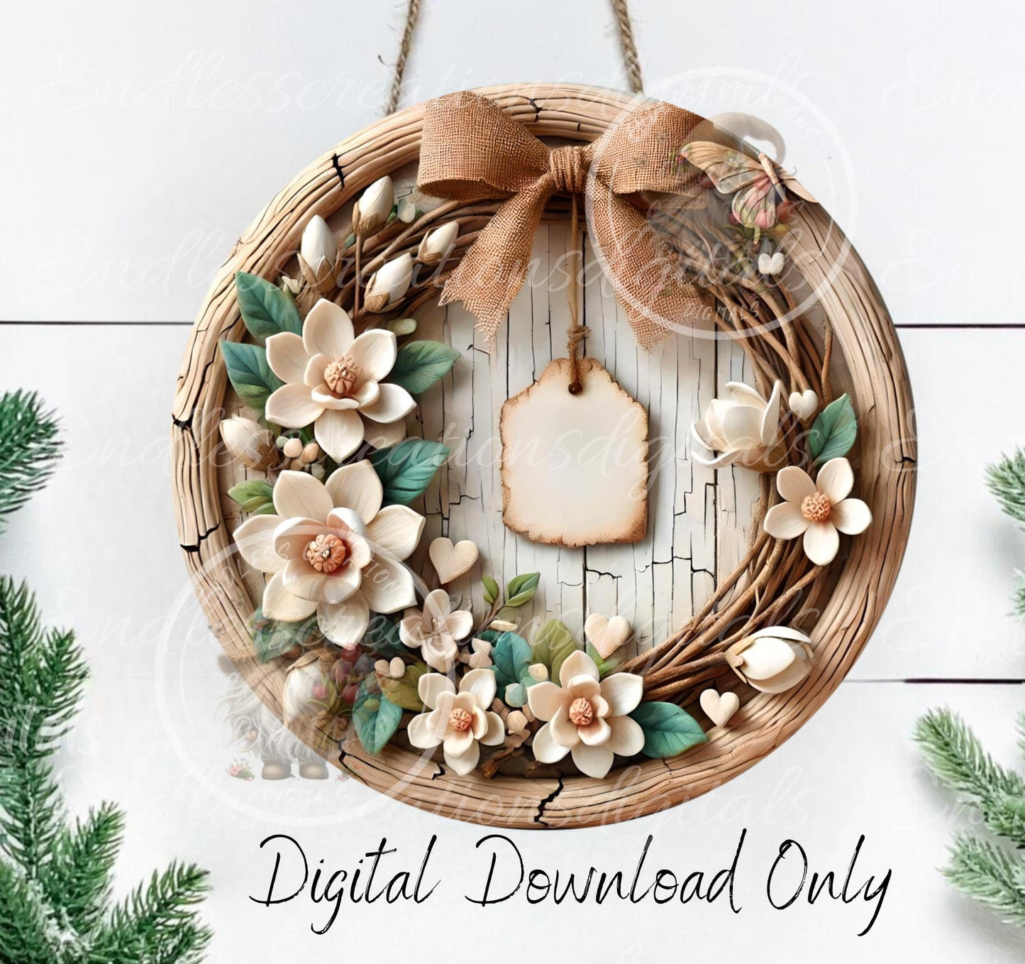 LOVE LIVES HERE SPRING Magnolia door hanger, wreath sign, round slate,  for sublimation high resolution can be resized, 2 files 1 blank, resize