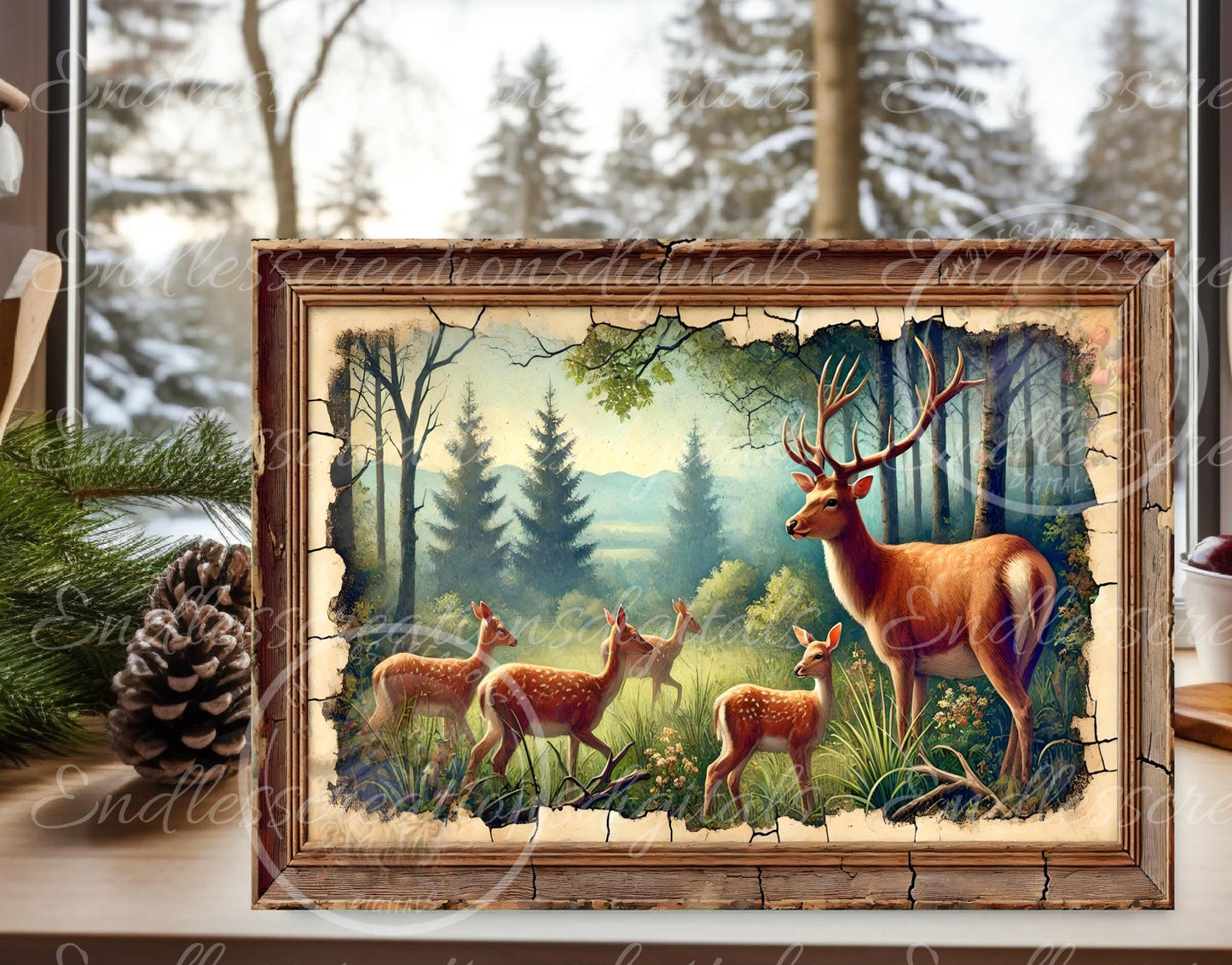 DEER FAMILY CUTTING board, sublimation slates, aluminum signs  sublimation high resolution, 300 dpi, 2 files for download